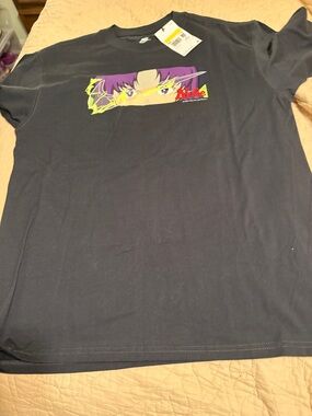 Nike Navy Tee with Purple Anime Eye and Yellow Accents
